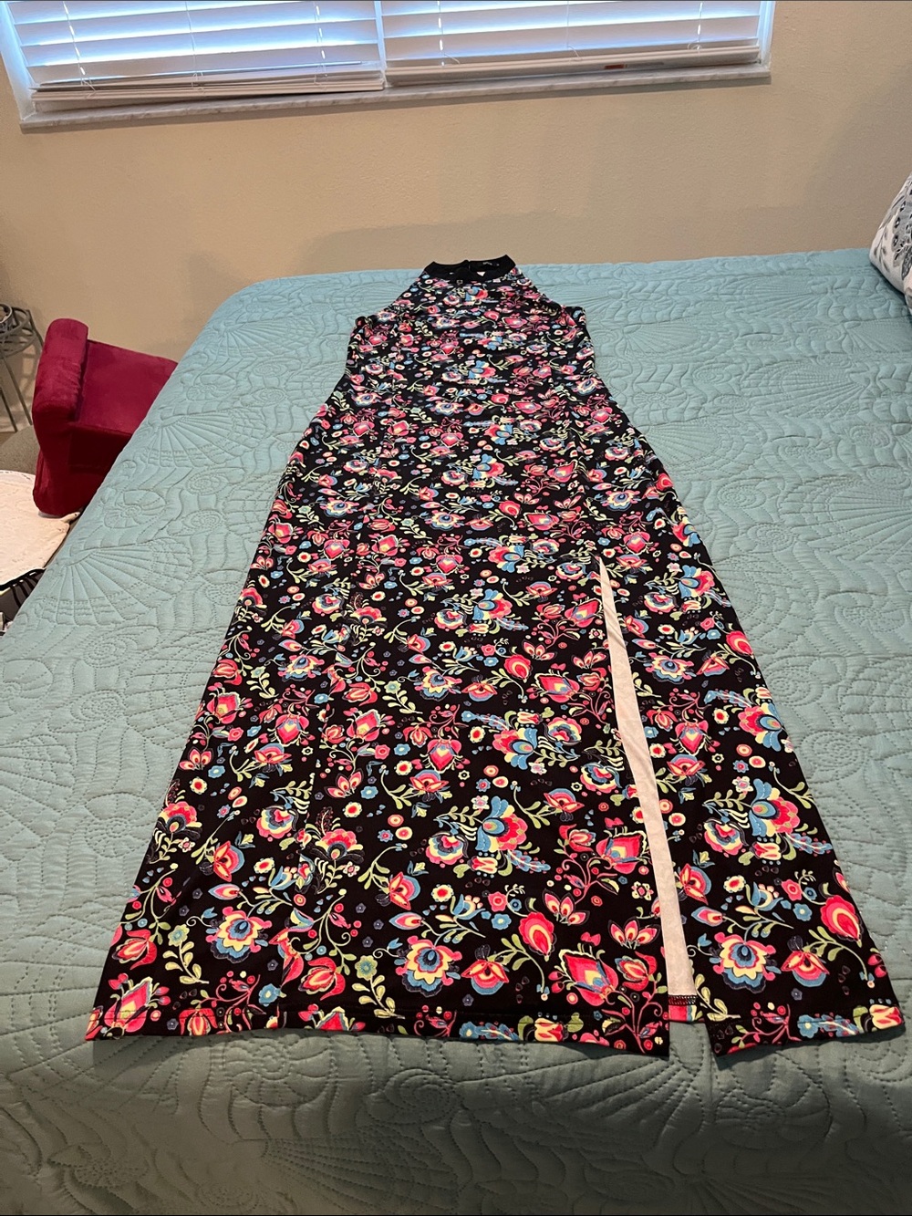 Splash Black Maxi Dress with Multicolor Floral Print
